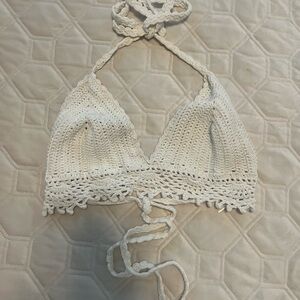 Peppermint Crochet Halter Top in White